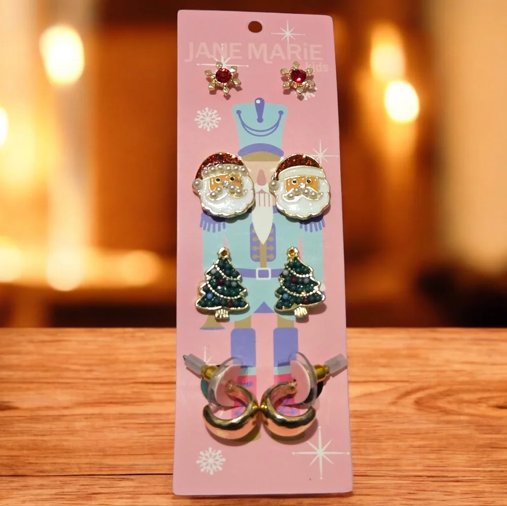 New Christmas Earrings Set Snowflake, Santa, Christmas Tree, Hoops